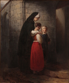 Une mère convalescente allant à l'église, appuyée sur ses deux enfants by Ary Scheffer