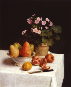 Still life (primroses, pears and promenates) by Henri Fantin-Latour