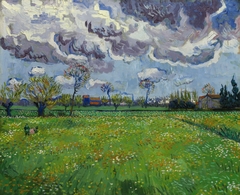 Meadow with Flowers under a Stormy Sky by Vincent van Gogh