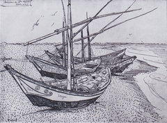 Fishing Boats on the beach at Saintes-Maries by Vincent van Gogh