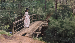 Véra Répine se promenant au parc d'Abramtsevo by Ilya Repin