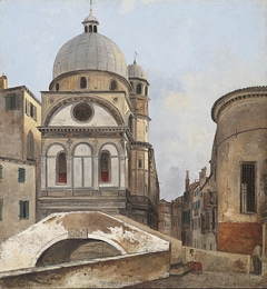 View to the Maria dei Miracole und Santa Maria Nova churches in Venice by Ippolito Caffi