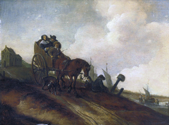 Waggon in a dune landscape by Adriaen van der Cabel