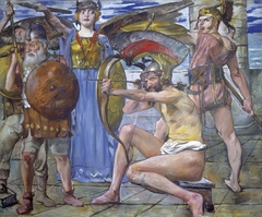 Wandschmuck der Villa Katzenellenbogen (Odysseus im Kampf mit den Freiern). Gemäldezyklus von insgesamt 11 Bildern by Lovis Corinth