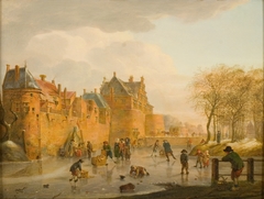 Wintergezicht op de Waterslootspoort te Delft by Johannes Huibert Prins