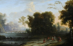 Wooded Landscape with Peasants Music-making and Dancing by Anonymous