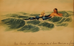 A Lima lady swimming with the Indian swimsuit in Chosil by Pancho Fierro