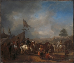 An army camp by Philips Wouwerman