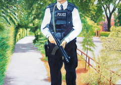 ‘Armed Police' , (2006), oil on linen, 140 x 100 cm. by john albert walker