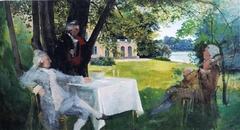 Bellman Playing Lute for Gustaf III of Sweden and Gustaf Mauritz Armfelt at Haga by Albert Edelfelt