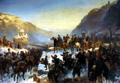 Blüchers Rheinübergang bei Kaub. by Wilhelm Camphausen