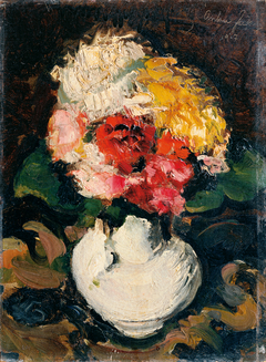 Blumenbouquet in weißer Vase by Anton Faistauer