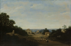 Brazilian landscape with the village of Igaraçú. To the left the church of Sts Cosmas and Damian by Frans Jansz Post