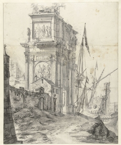 Capriccio met antieke triomfboog by Jan Abrahamsz. Beerstraten