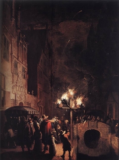 Celebration by Torchlight on the Oude Delft by Egbert van der Poel