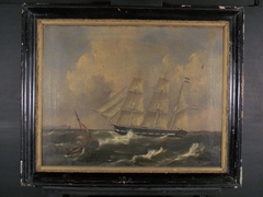 De bark 'Koophandel' van de rederij Serruys & Co. by anonymous painter