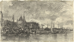 De Buitenkant met de Schreierstoren te Amsterdam by Jacob Maris