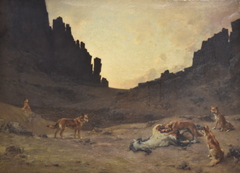 Dogs of the Douar devuring a dead horse by Gustave Achille Guillaumet