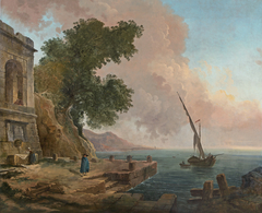 Embarcadère méditerranéen by Hubert Robert