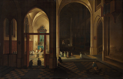 Evening Mass in a Gothic Church by Pieter Neeffs