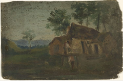 Figures outside a Cottage by William Howis senior