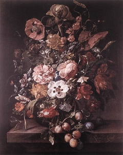 Flowerpiece with prunes by Rachel Ruysch