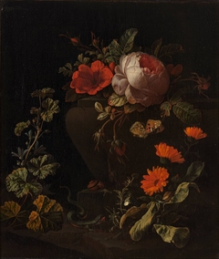 Flowers near a Balustrade by Elias van den Broeck