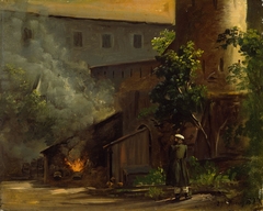 From a Courtyard at the Scharfenberg Castle near Dresden by Thomas Fearnley