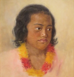 Girl with Feather Lei by Grace Hudson