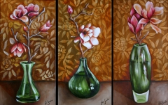 Green Vase Triptych by Julie Sneeden