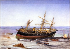 HMS Blanche (1867) aground by William Frederick Mitchell