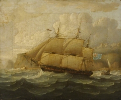 HMS 'Leander' (1813) at sea by Thomas Buttersworth