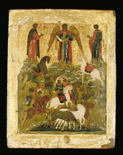 Icon: The Archangel Michael Blessing the Martyred Saints Florus and Laurus of Dalmatia by Anonymous