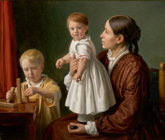 Interior with Georgia Skovgaard and her sons Joakim and Niels by Constantin Hansen