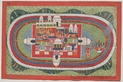 Krishna and Satyabhama Storm the Citadel of Naraka, folio 97 from a Bhagavata Purana by Unknown Artist