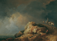 Küstenlandschaft mit Saumtieren by Johann Christian Brand