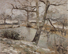 L'étang de Montfoucault, effet d'hiver by Camille Pissarro