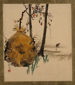 Lacquer Paintings of Various Subjects: Snow Shelter for a Tree with Sparrow by Shibata Zeshin