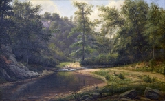 Landscape, River Ford in Woods by George Hetzel