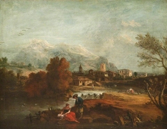 Landscape with a Couple by a River by Anonymous