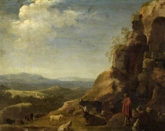 Landscape with herdsman and flocks by Cornelius van Poelenburgh