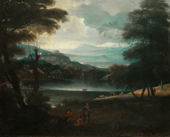 Landscape with resting shepherds by Giovanni Francesco Grimaldi