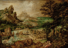 Landschaft mit Juda und Thamar by Lucas Gassel