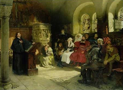 Martin Luther preaching at the Wartburg by Hugo Vogel