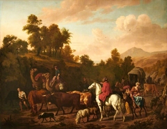 Mountainous Landscape with a Caravan by Dirck van der Bergen