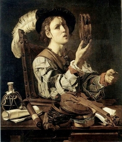 Muchacho con instrumentos musicales by Cecco del Caravaggio