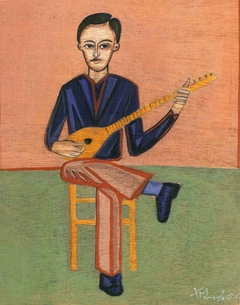 Musician with tanboura by Manolis Hadjimanolis