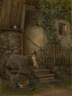 On the Porch (Dog and Cat) by Eduard Majsch