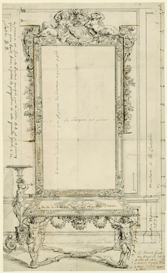 Ontwerp voor een spiegel met penanttafel en guéridons by Daniël Marot I