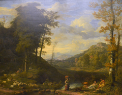 Paysage avec berger et joueur de flûte by Johannes Glauber